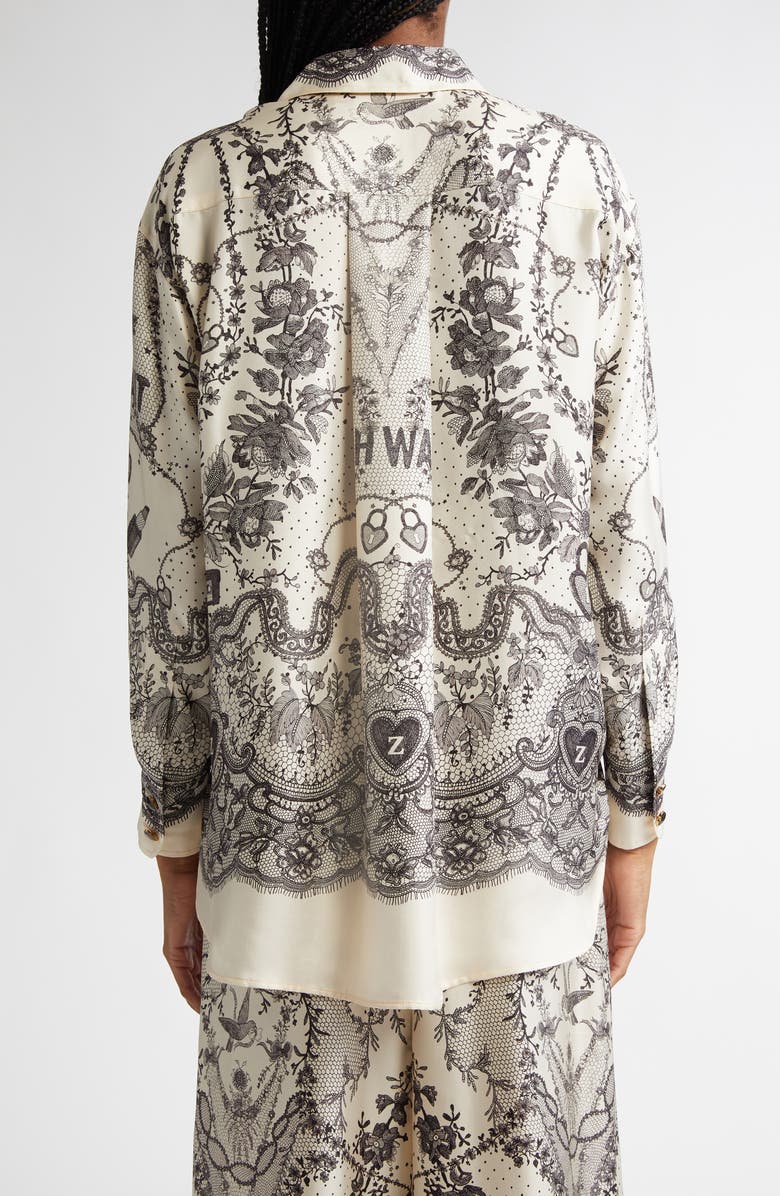 Zimmermann Locket Print Relaxed Silk Button-Up Shirt, Alternate, color, 