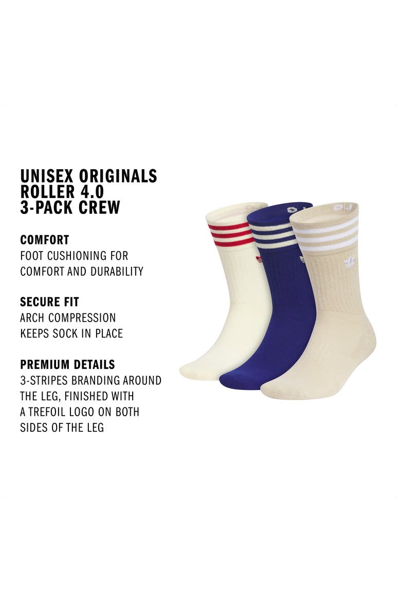 3-Pack Originals Roller Crew Socks, Alternate, color, VANILLA YELLOW/ BLUE/ KHAKI