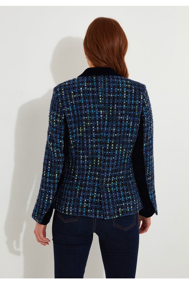 Single Breasted Tweed Blazer, Alternate, color, NAVY TWEED