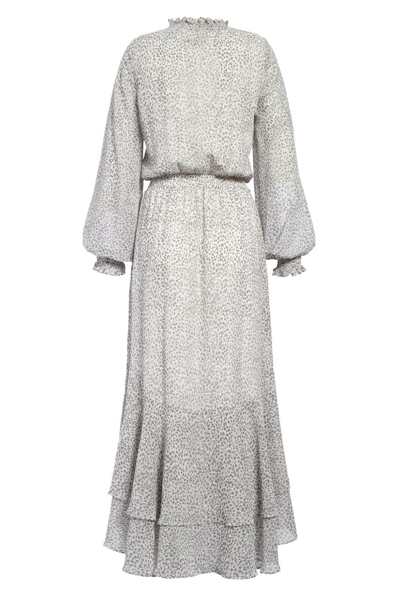 Serene Animal Print Long Sleeve High/Low Dress, Alternate, color, NEW IVORY MULTI