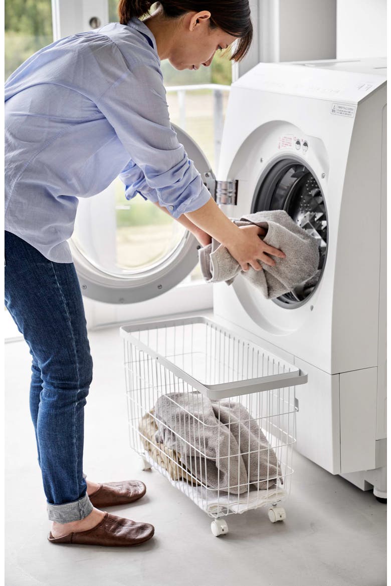 Rolling Laundry Basket, Alternate, color, WHITE