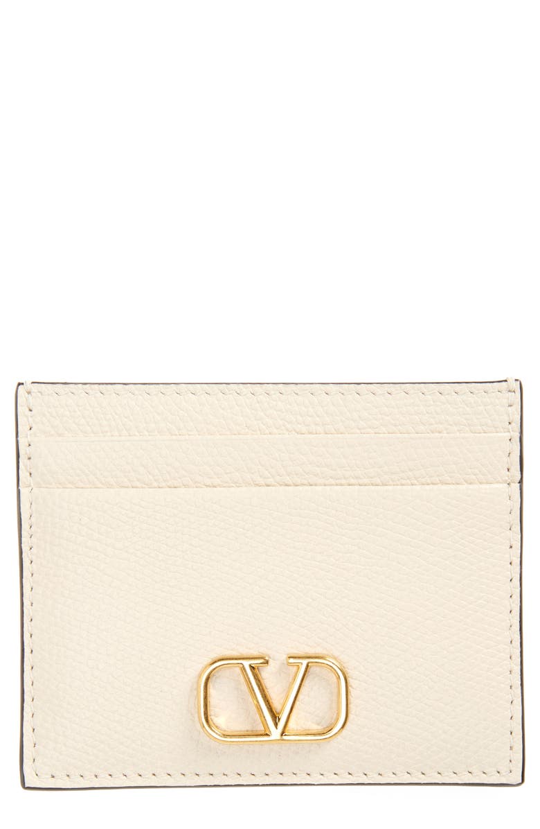 Valentino Garavani VLOGO Signature Leather Card Case, Main, color, I16 Light Ivory