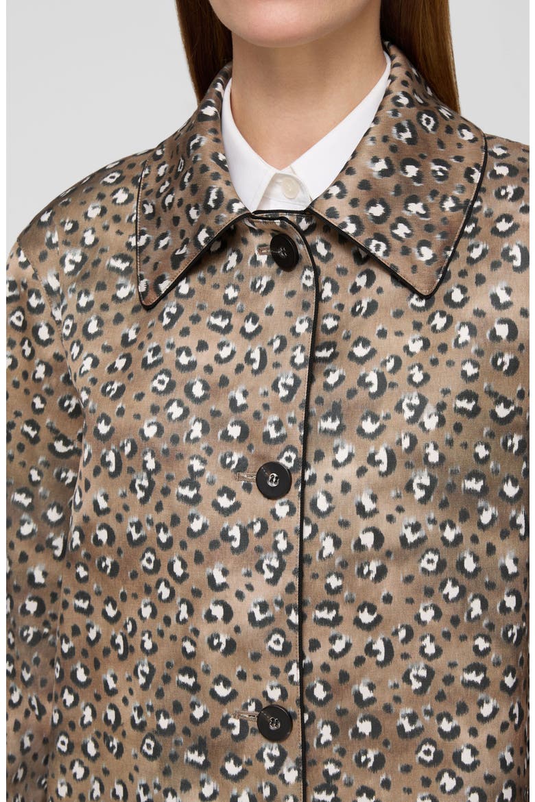 Leopard Print Cotton Blend Twill Coat, Alternate, color, BROWNSTONE MULTI