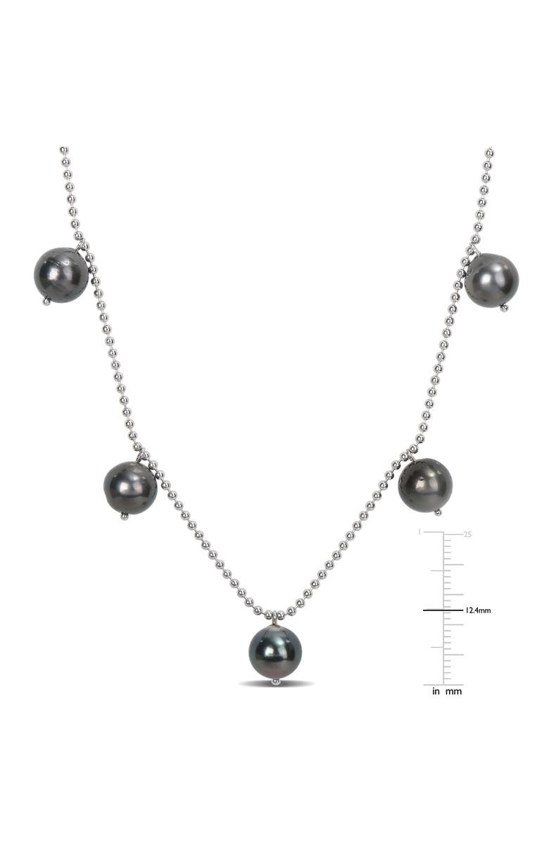 DELMAR Sterling Silver 8–9mm Cultured Black Tahitian Pearl Charm Necklace, Alternate, color, 