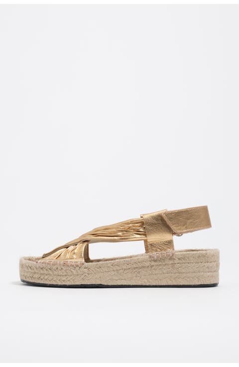 Leather Jute Wedge Sandal