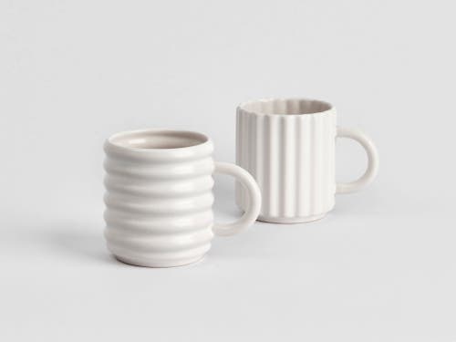 Form & Seek Ripple Mugs In White
