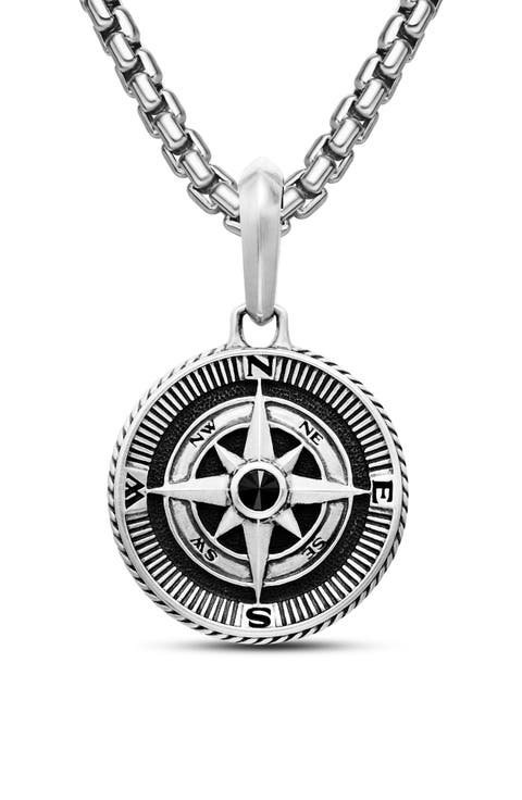 Maritime Compass Amulet with Black Diamond