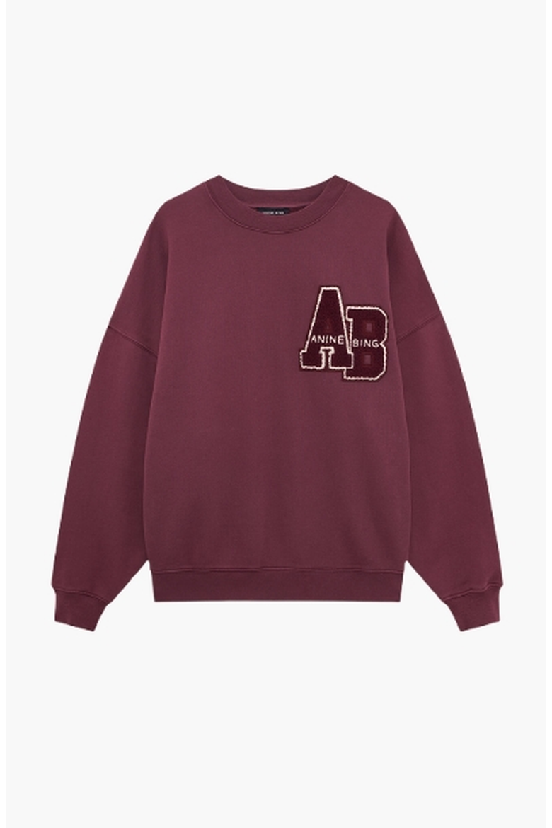 Miles Letterman Sweatshirt, Alternate, color, Fig