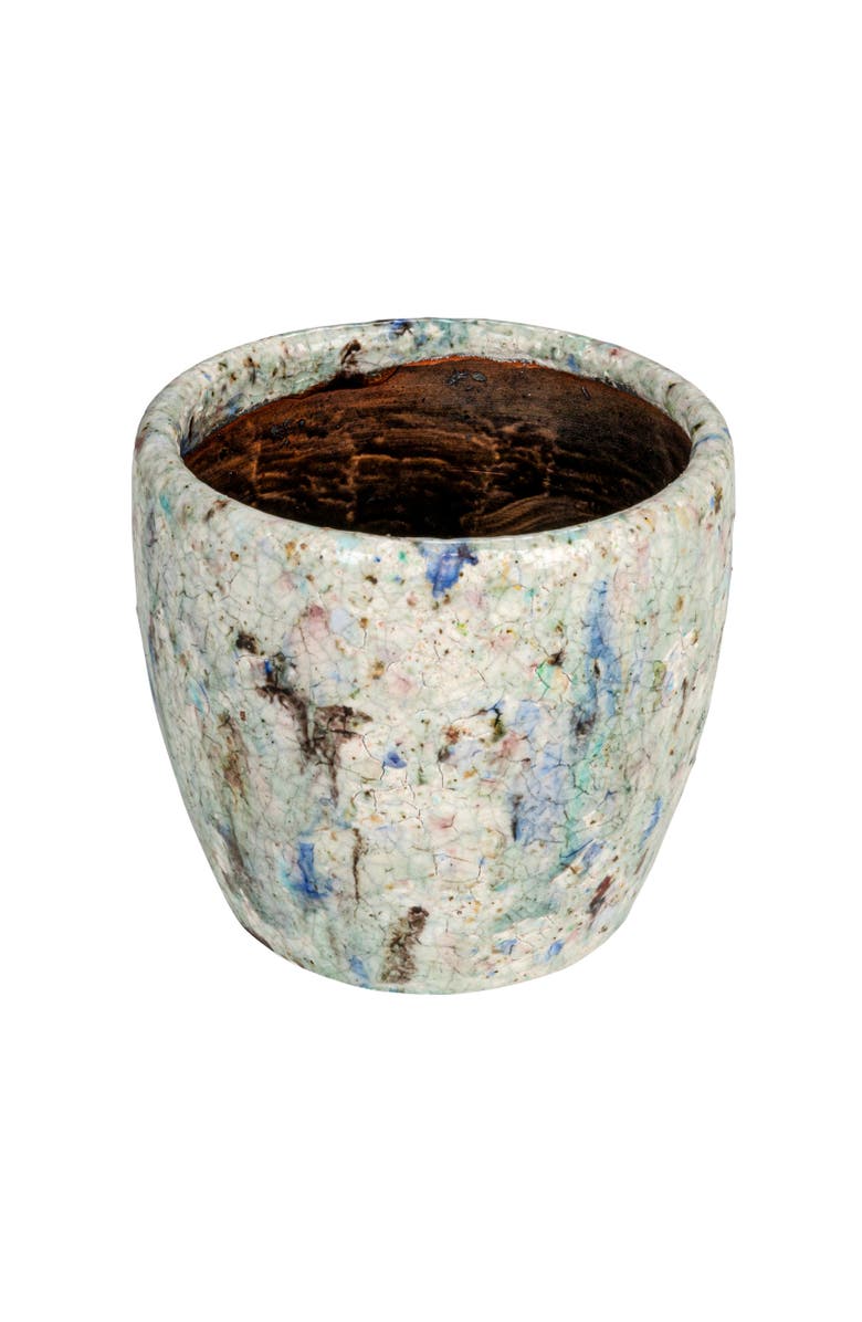 Storied Home Terra-cotta Planter with Crackle Glaze, Blue, Main, color, Blue