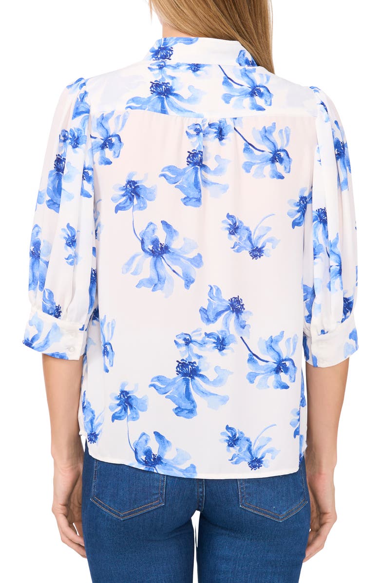 CeCe Floral Hidden Placket Shirt, Alternate, color, 
