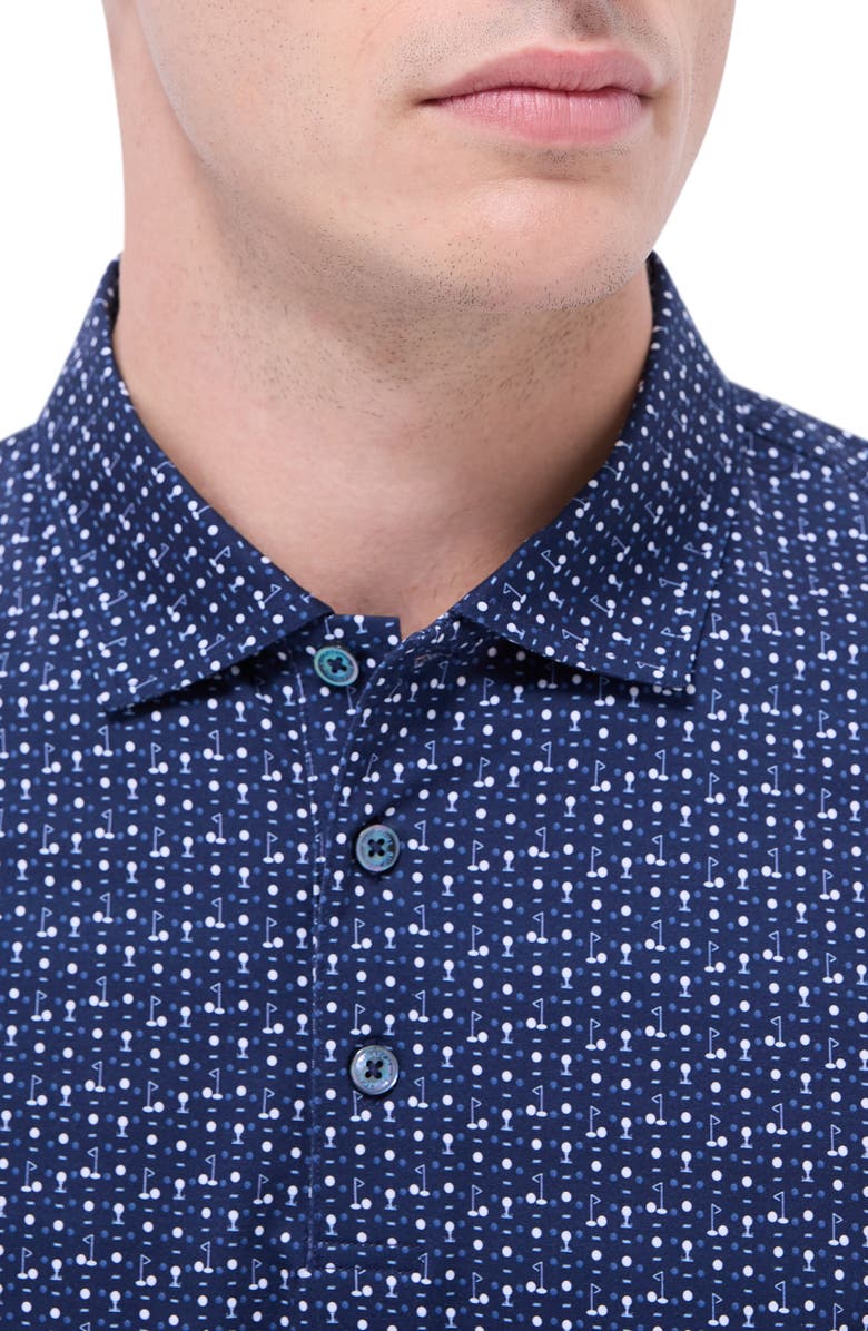 Bugatchi Victor OoohCotton<sup>®</sup> Golf Print Polo, Alternate, color, Navy