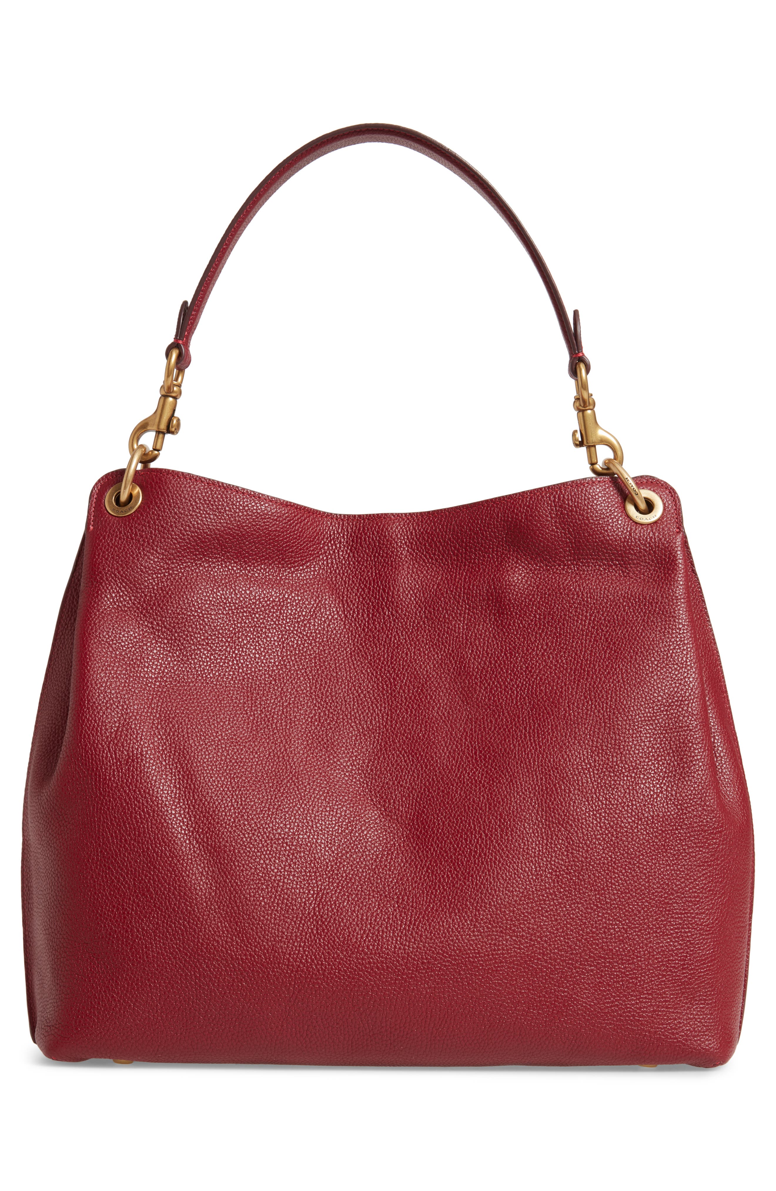 Tabby Leather Shoulder Bag, Alternate, color, B4/ DEEP RED