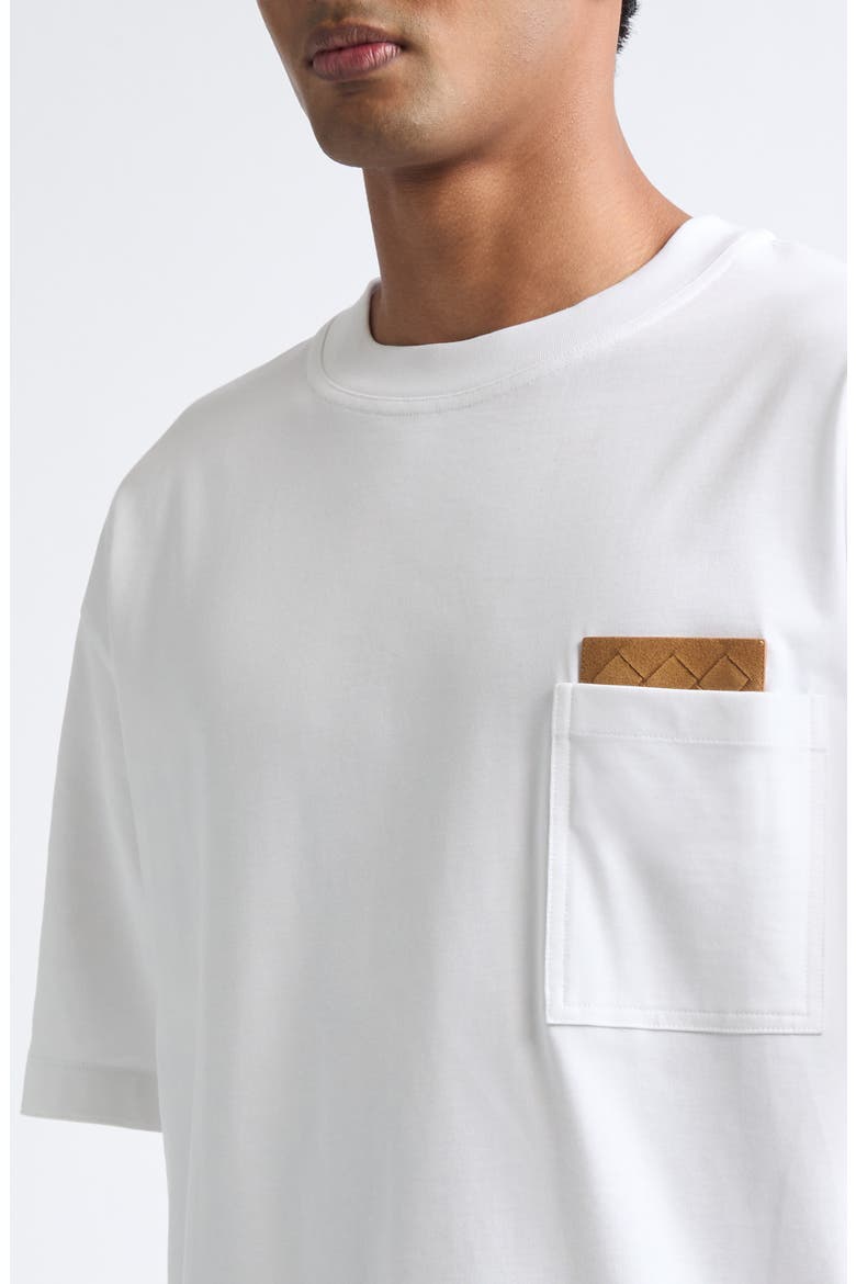 Pima Cotton Pocket T-Shirt with Intrecciato Suede Patch, Alternate, color, 9000 WHITE