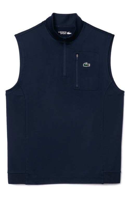 Lacoste Sleeveless Quarter Zip Pullover In Blue
