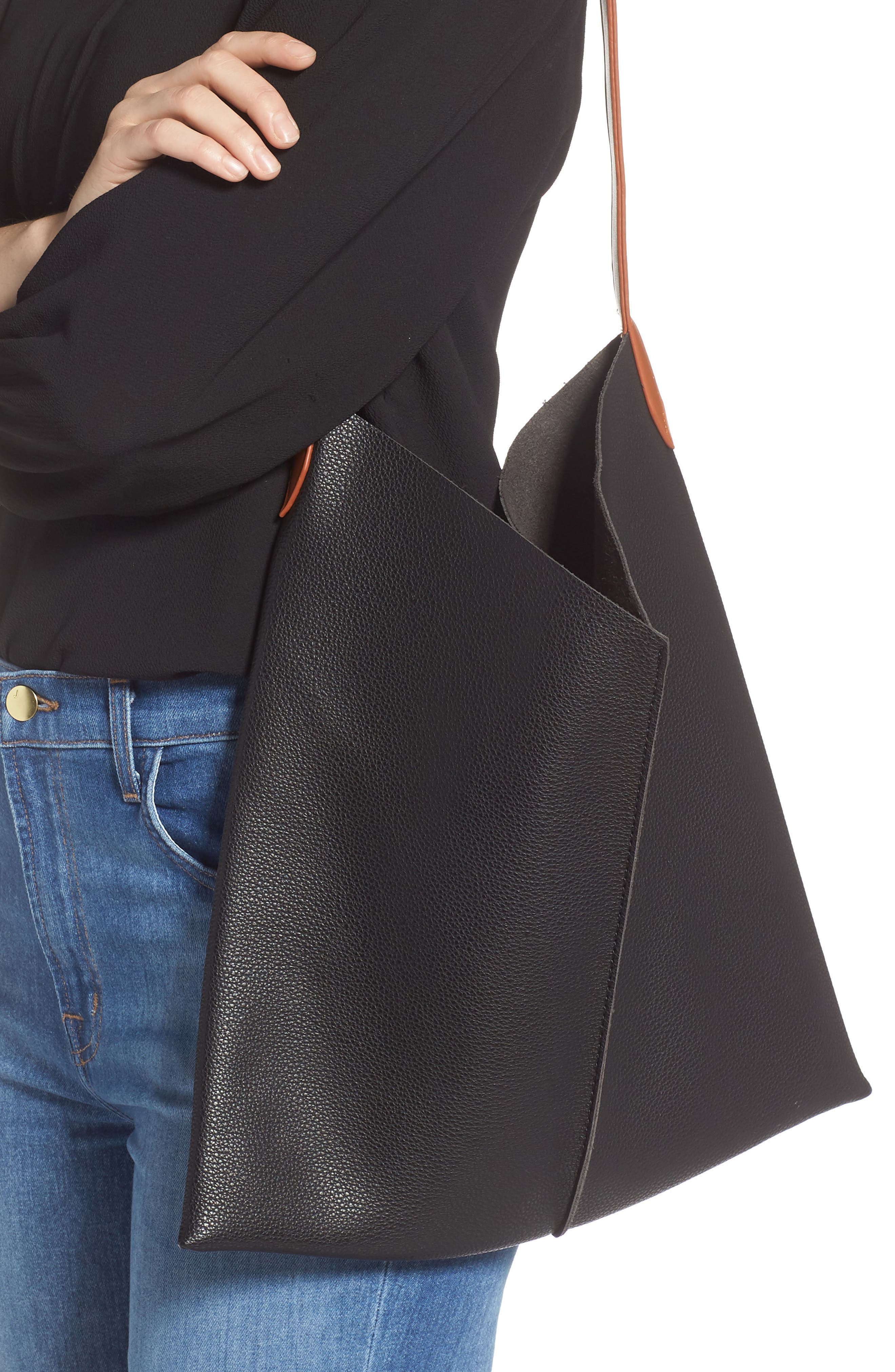 BP. Center Seam Faux Leather Tote, Alternate, color, 