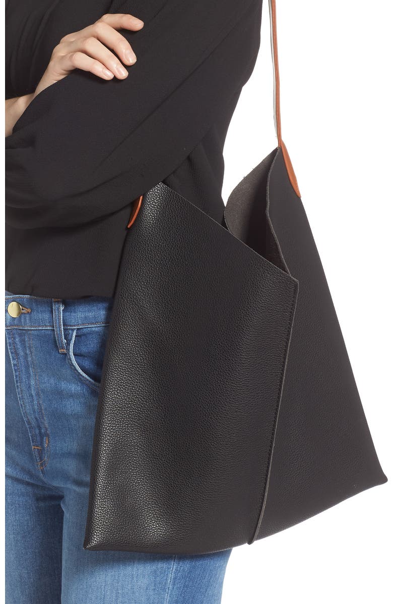 BP. Center Seam Faux Leather Tote, Alternate, color,