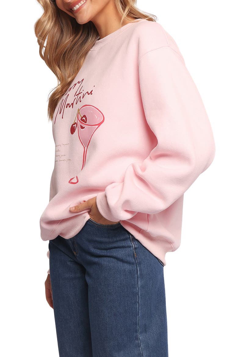 Cherry Martini Graphic Sweatshirt, Alternate, color, PINK