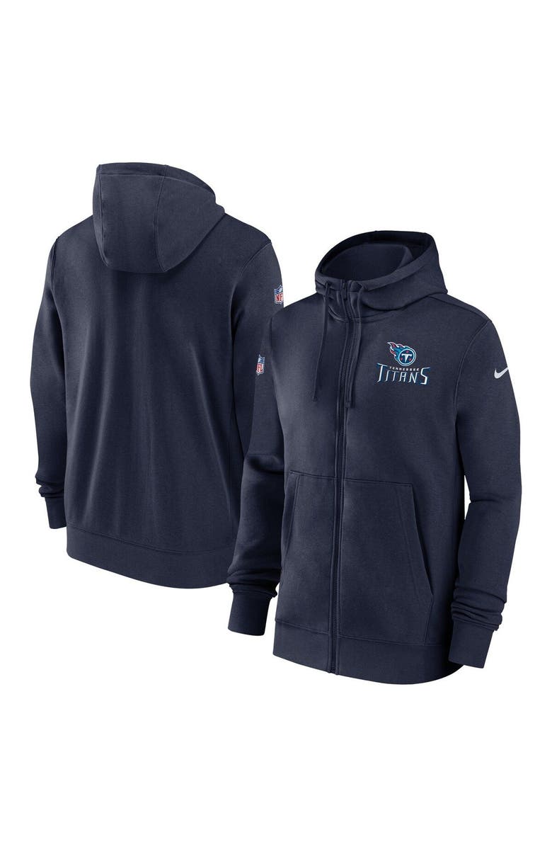 Nike Men's Nike Navy Tennessee Titans Sideline Club Performance Full-Zip Hoodie, Main, color, Navy