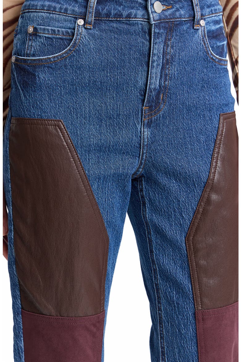 Mixed Media Panel Straight Leg Jeans, Alternate, color, HERITAGE WASH