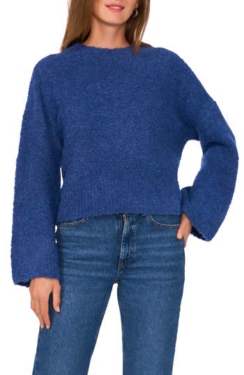 Vince Camuto Crewneck Bell Sleeve Sweater In Blue