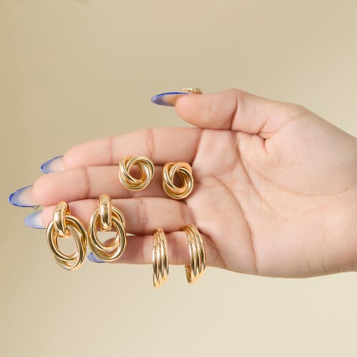 Jessica Simpson Mixed Shape Earring Set In Gold