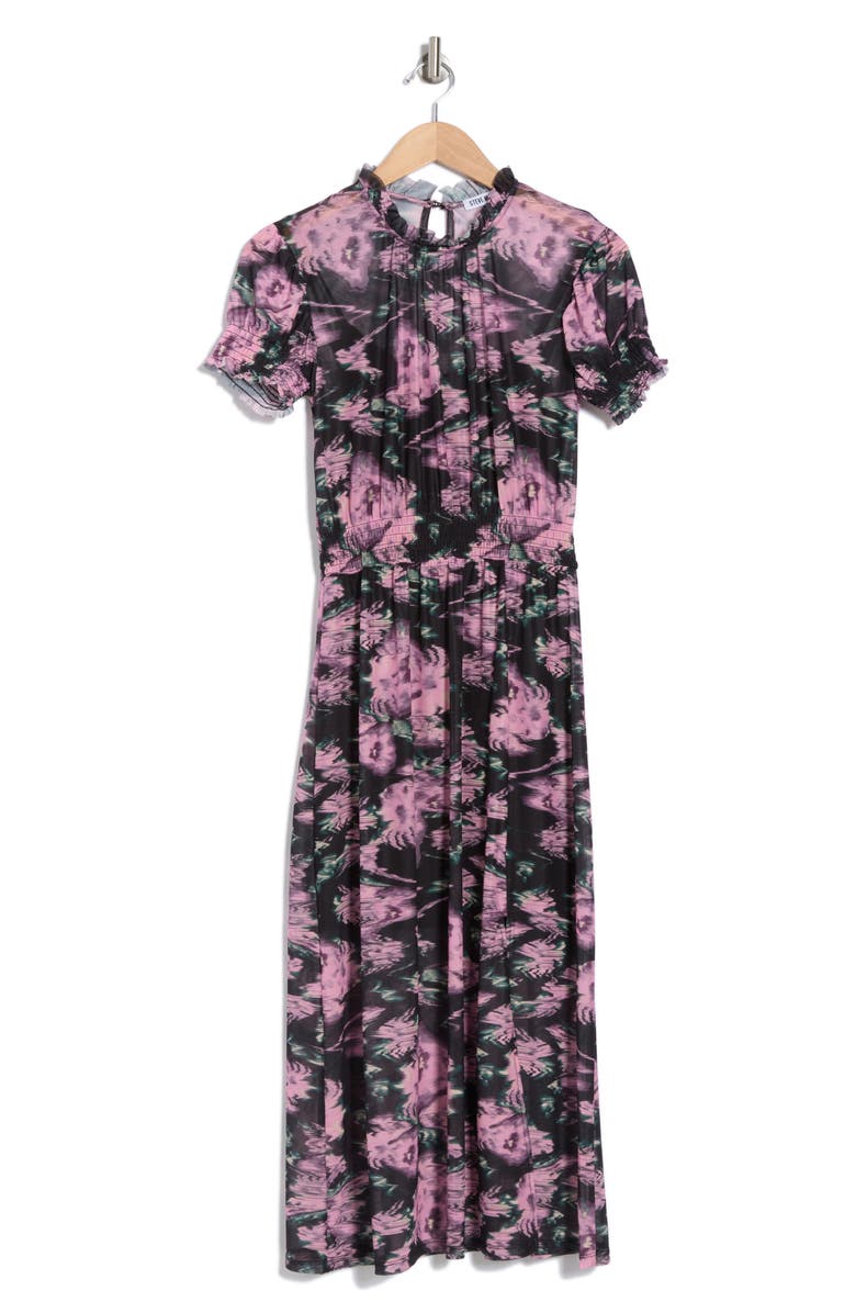 Steve Madden Mesh Short Sleeve Dress, Alternate, color, Blurred Rose