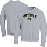 Champion Men's Champion  Heather Gray Michigan Wolverines Arch Over Logo Pullover Sweatshirt