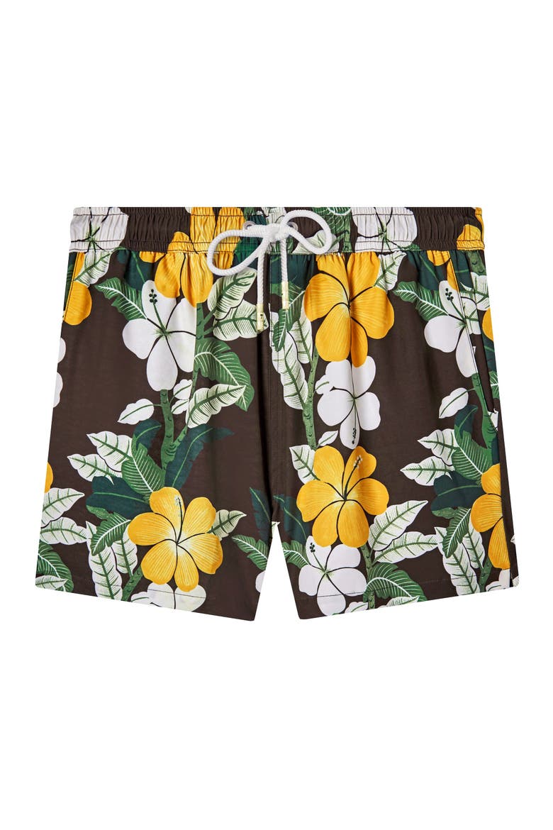 Night Bloom Swim Trunks, Alternate, color, Brown