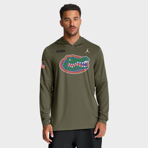 Men's Jordan Brand Olive Florida Gators 2025 Military Appreciation Dri-FIT Long Sleeve Hoodie T-Shirt