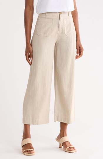 DKNY High Waist Wide Leg Pants in Pebble at Nordstrom Rack, Size 16