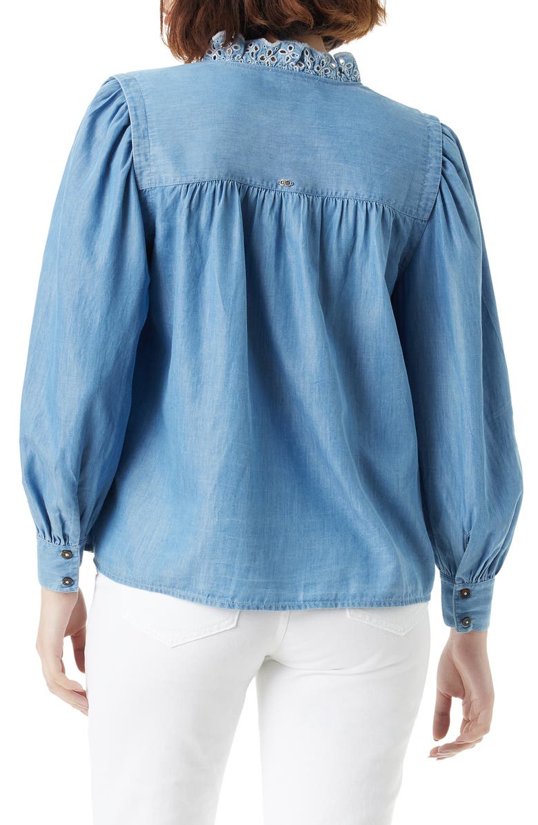 Sam Edelman Briar Eyelet Trim Cotton Blend Button-Up Shirt, Alternate, color, 