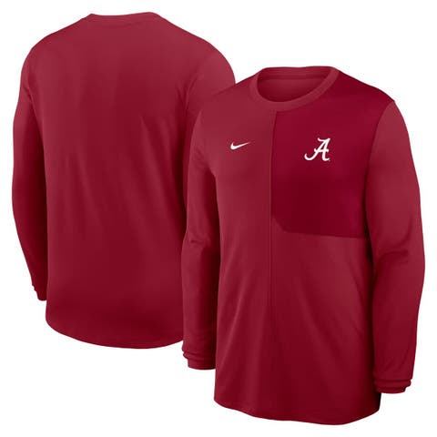 Men's Nike Crimson Alabama Crimson Tide 2025 Sideline Coach UV Performance Long Sleeve T-Shirt