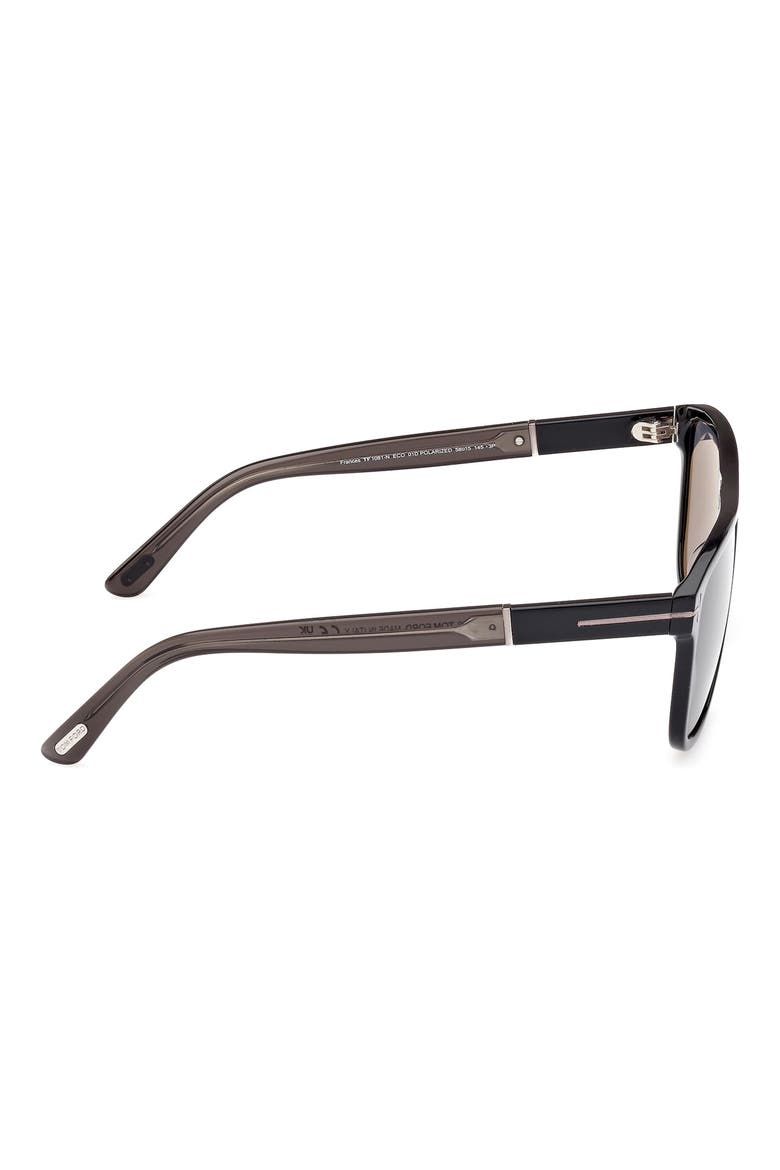 Frances 58mm Polarized Square Sunglasses, Alternate, color, SHINY BLACK GREY / SMOKE