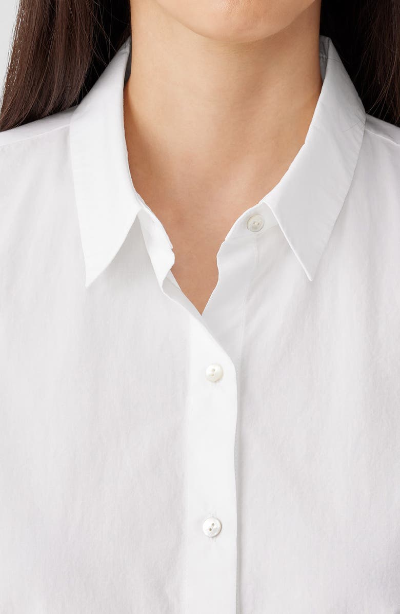 Eileen Fisher Classic Point Collar Organic Cotton Poplin Button-Up Shirt, Alternate, color, White