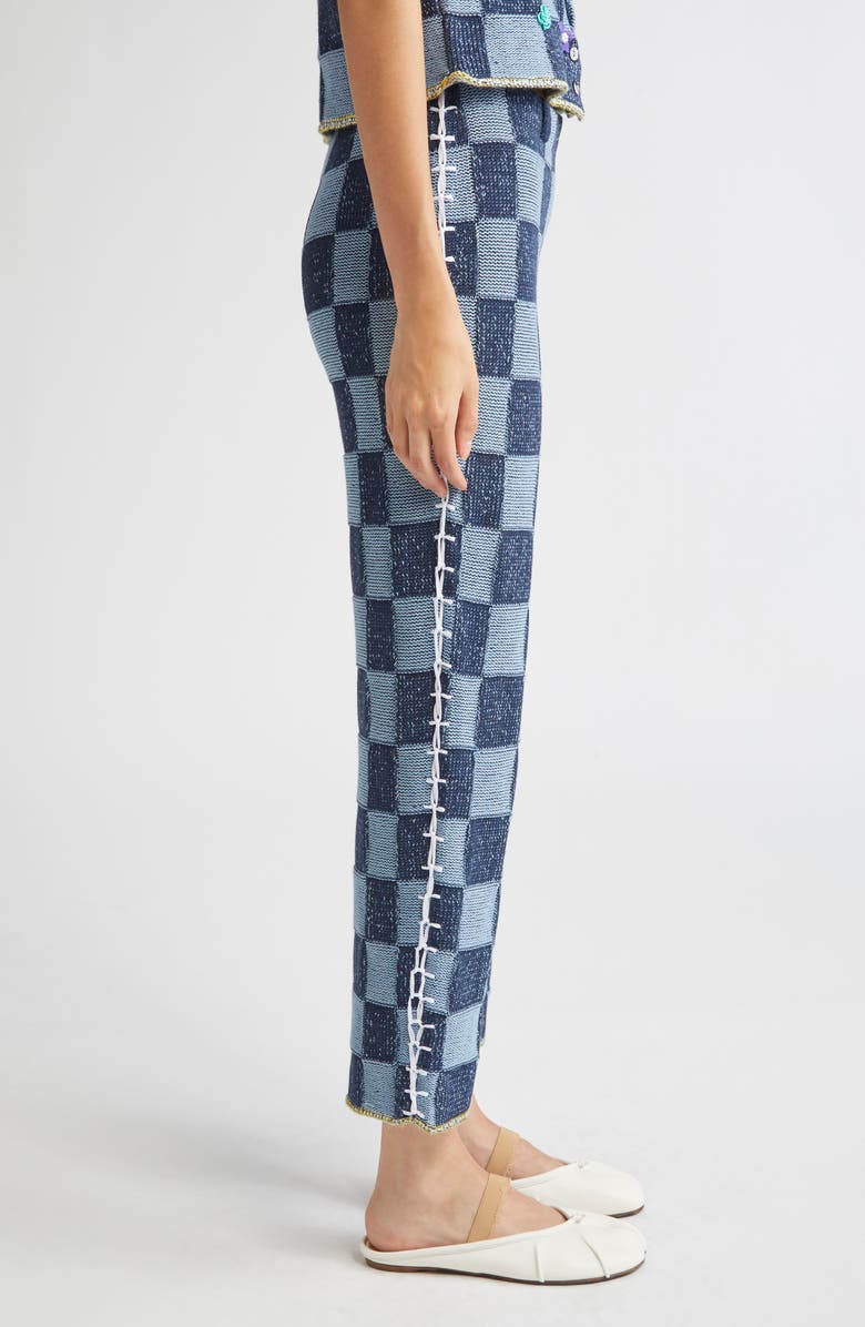 YanYan Checkerboard Knit Straight Leg Pants, Alternate, color, Denim