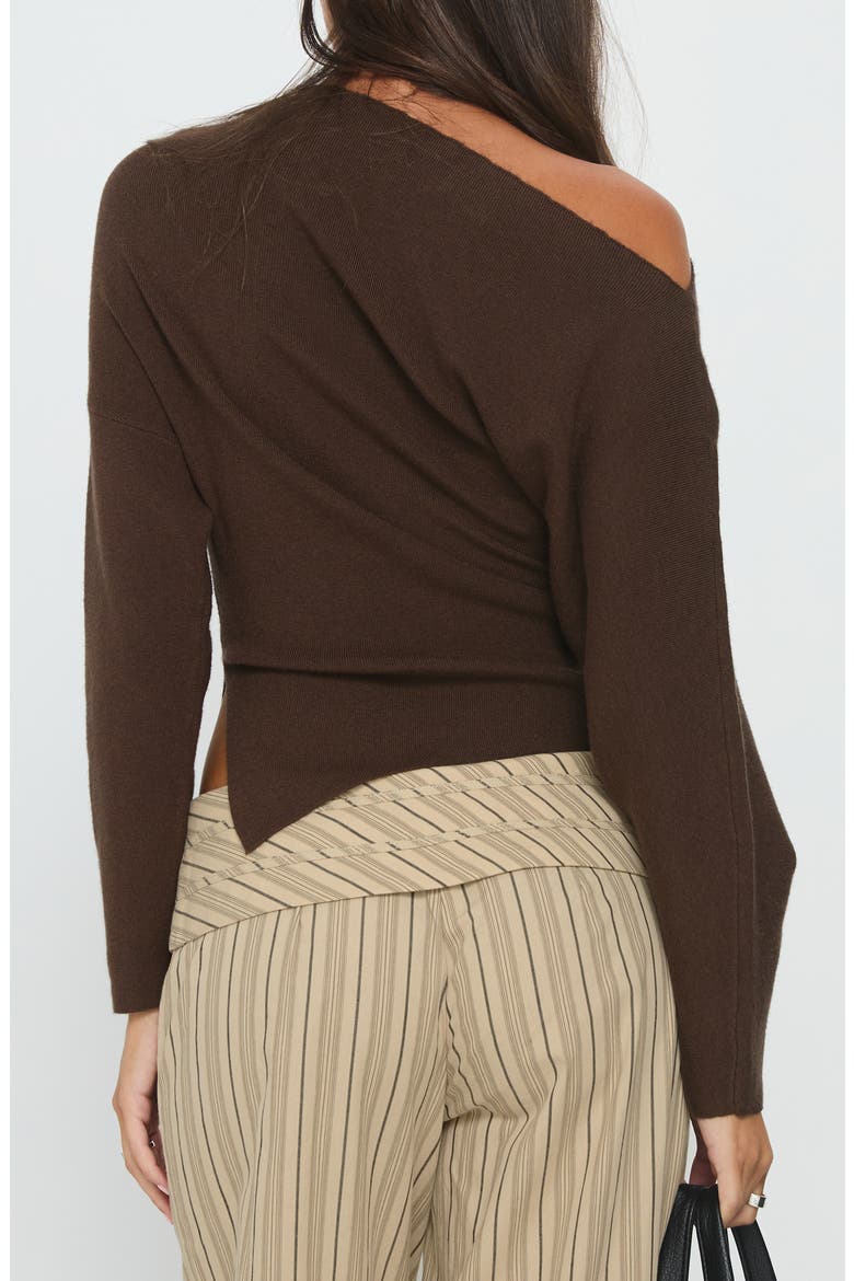 Kaelith One-Shoulder Sweater, Alternate, color, BROWN