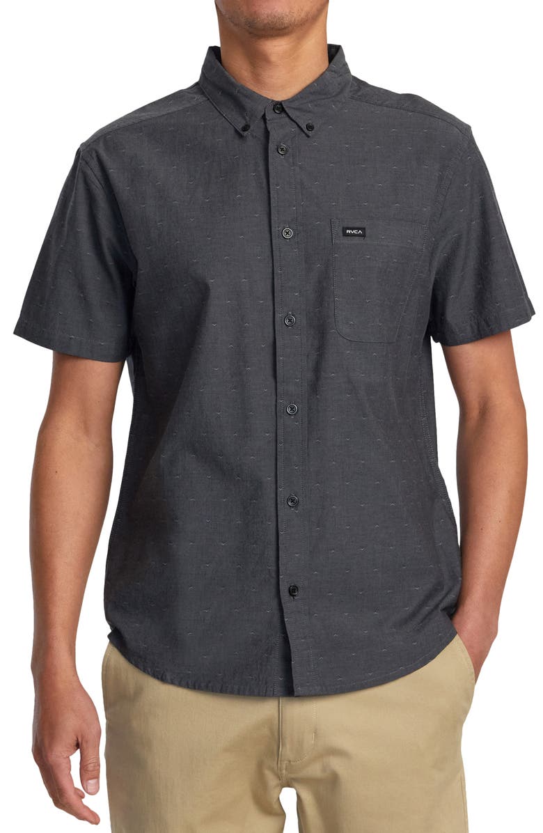 RVCA That'll Do Dobby Short Sleeve Button-Down Shirt, Main, color, 