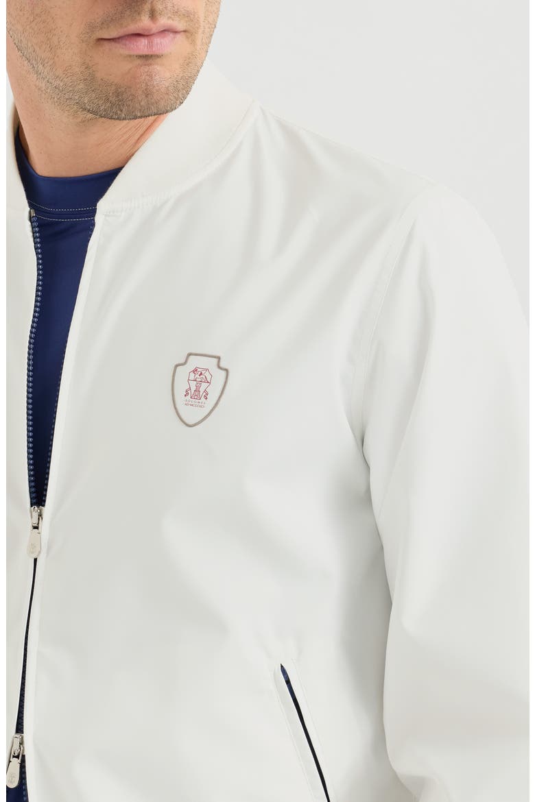 Nylon sweatshirt with logo and zipper, Alternate, color, White