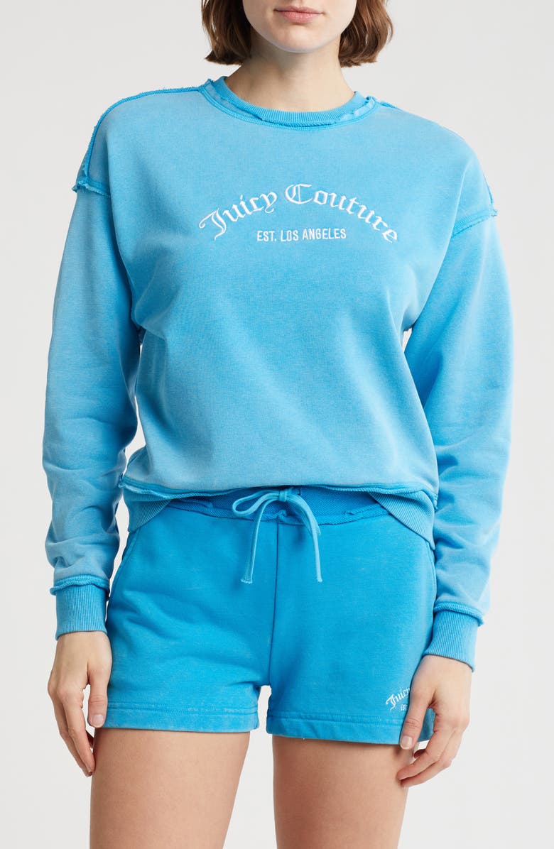 Juicy Couture Embroidered Velour Sweatshirt, Main, color, 