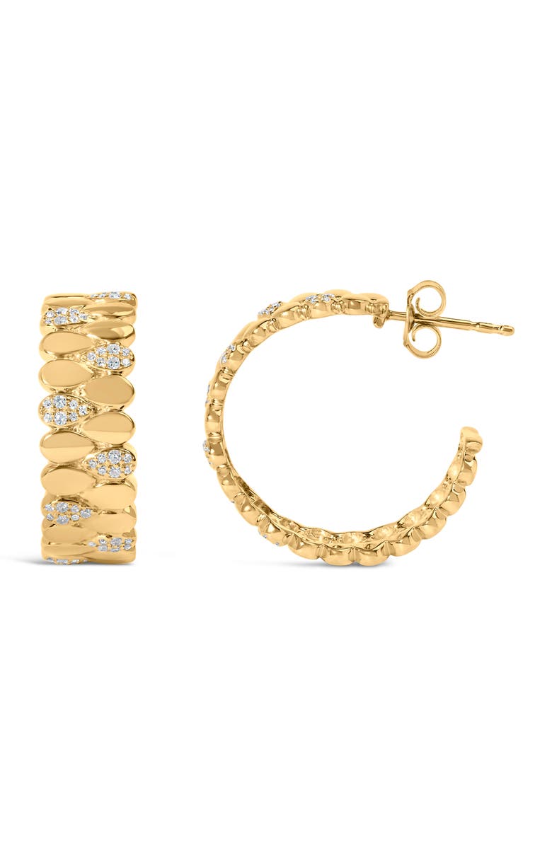 Haus of Brilliance 14K Yellow Gold Plated Silver 3/8 Cttw Diamond Pave Pear Link J Hoop Earrings, Alternate, color, Yellow