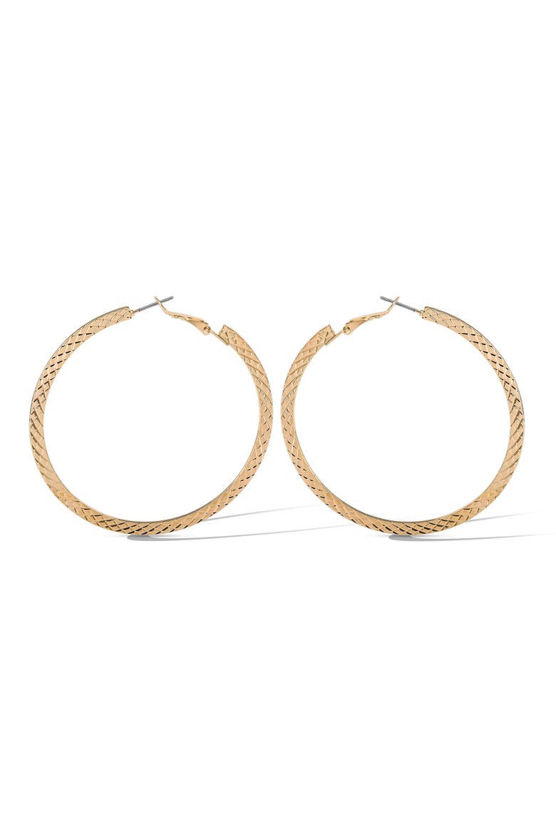Textured Gold-Tone Large Hoop Earrings, Alternate, color, Gold