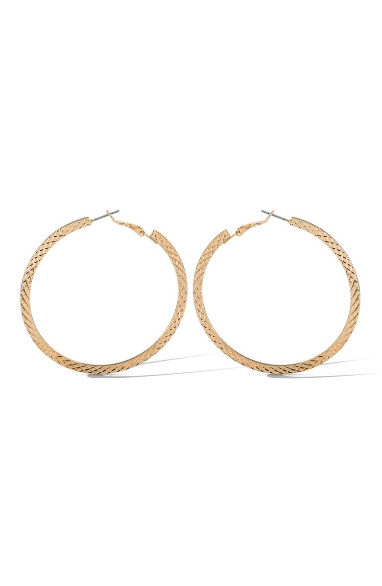 Jessica Simpson Textured Gold-Tone Large Hoop Earrings, Alternate, color, Gold