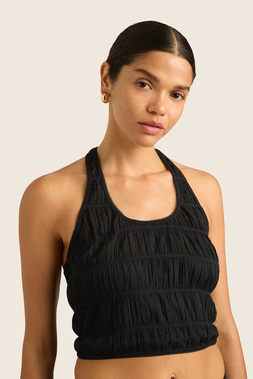 Hope And May Bebi Cotton Halter Neck Top In Ink