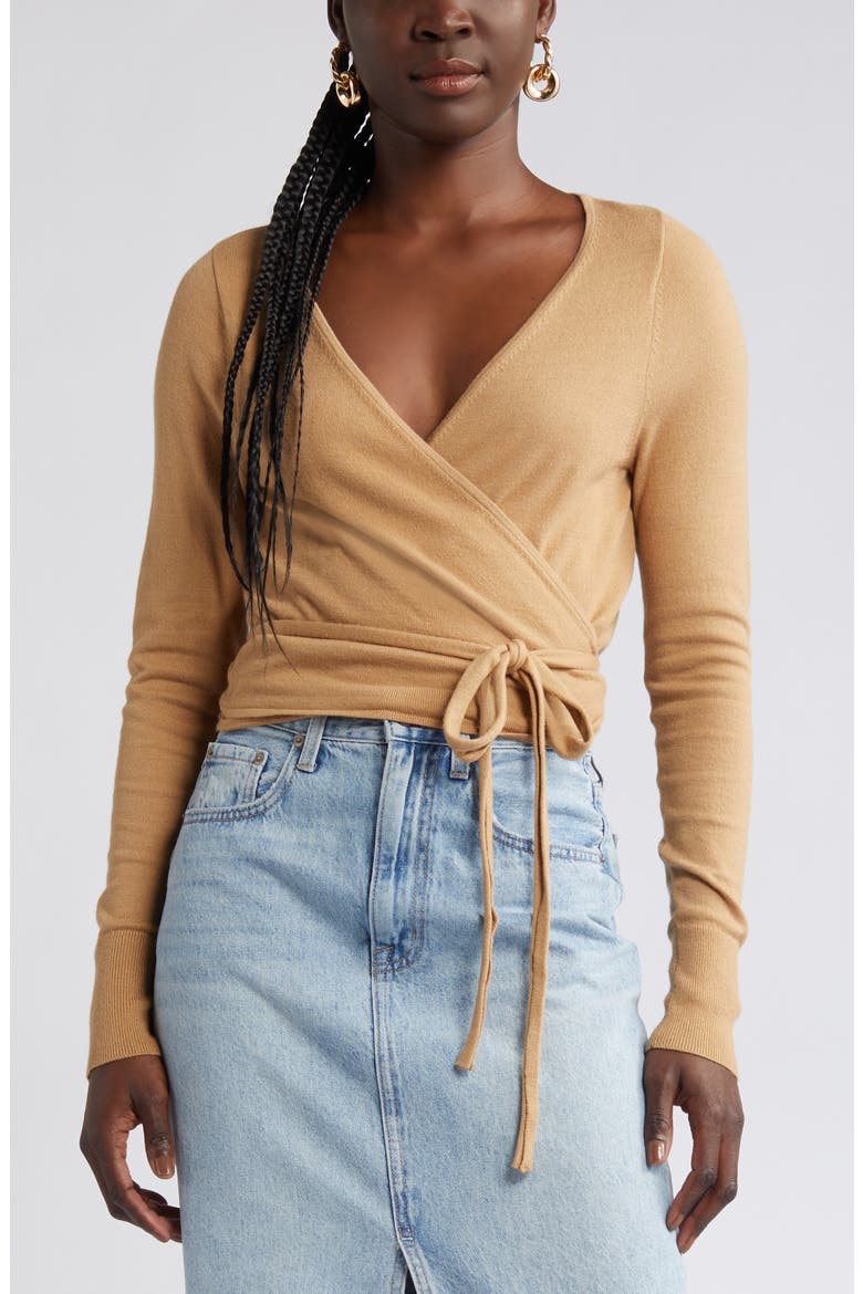 Wrap Sweater, Main, color, TAN CARTOUCHE