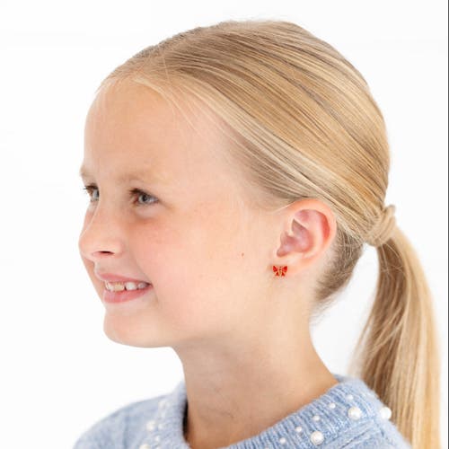 PIP POP PIP POP RED BOW STUD EARRINGS