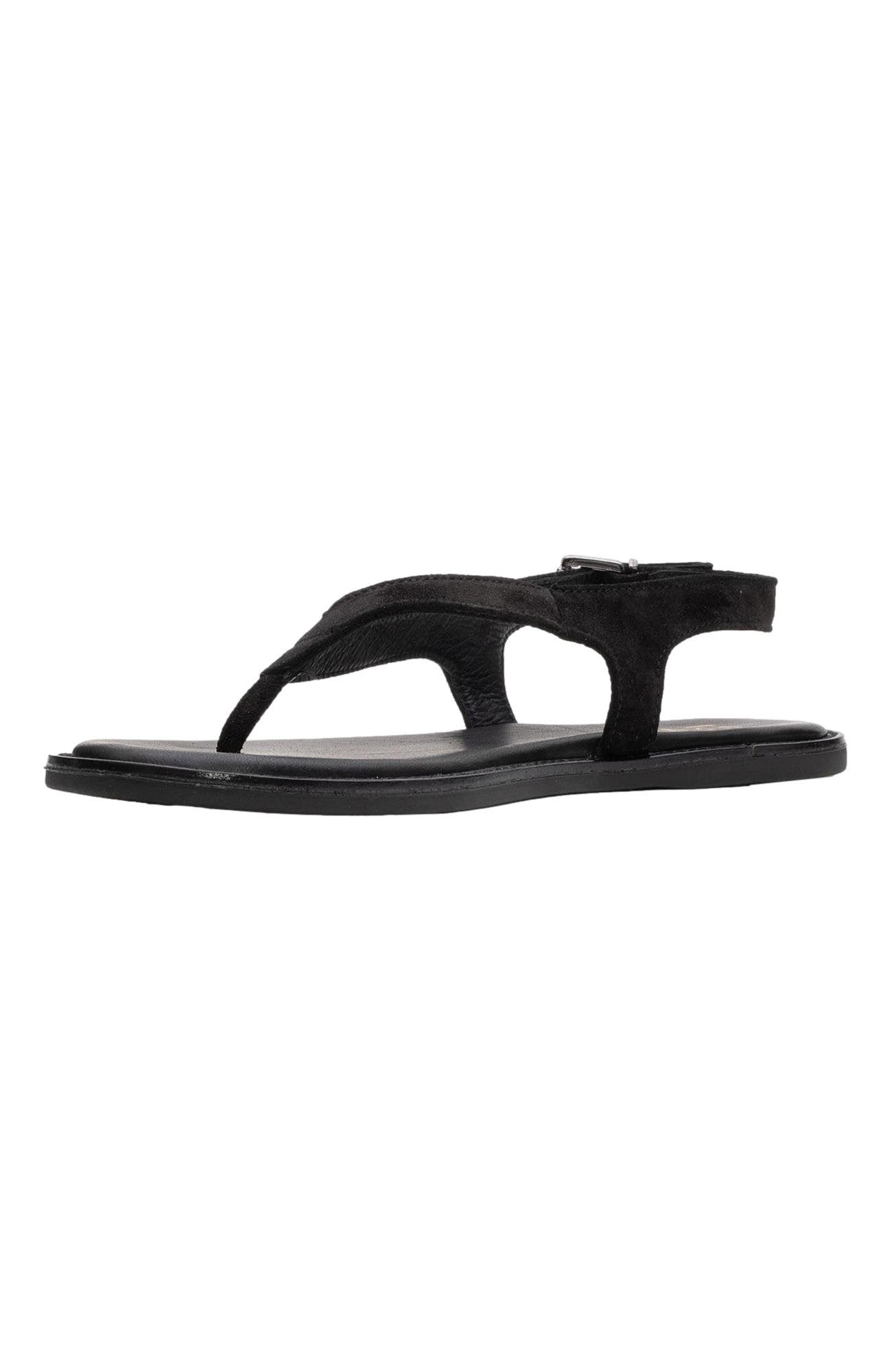 Forever & Always Shoes Belinda Leather Thong Sandals, Alternate, color, Black Suede Leather