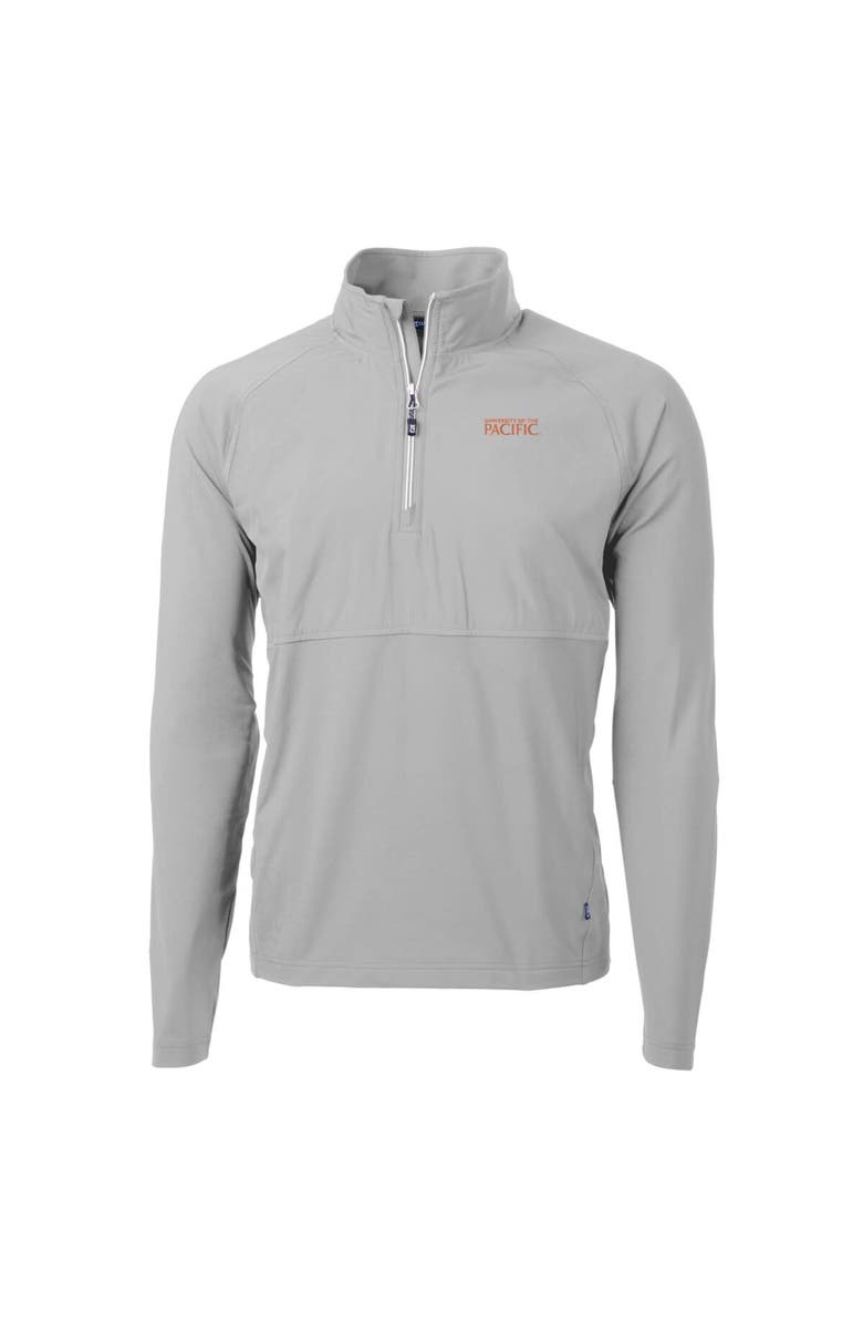 Cutter & Buck Men's Cutter & Buck Silver Pacific Tigers Adapt Eco Knit Hybrid Recycled Quarter-Zip Pullover Top, Main, color, 