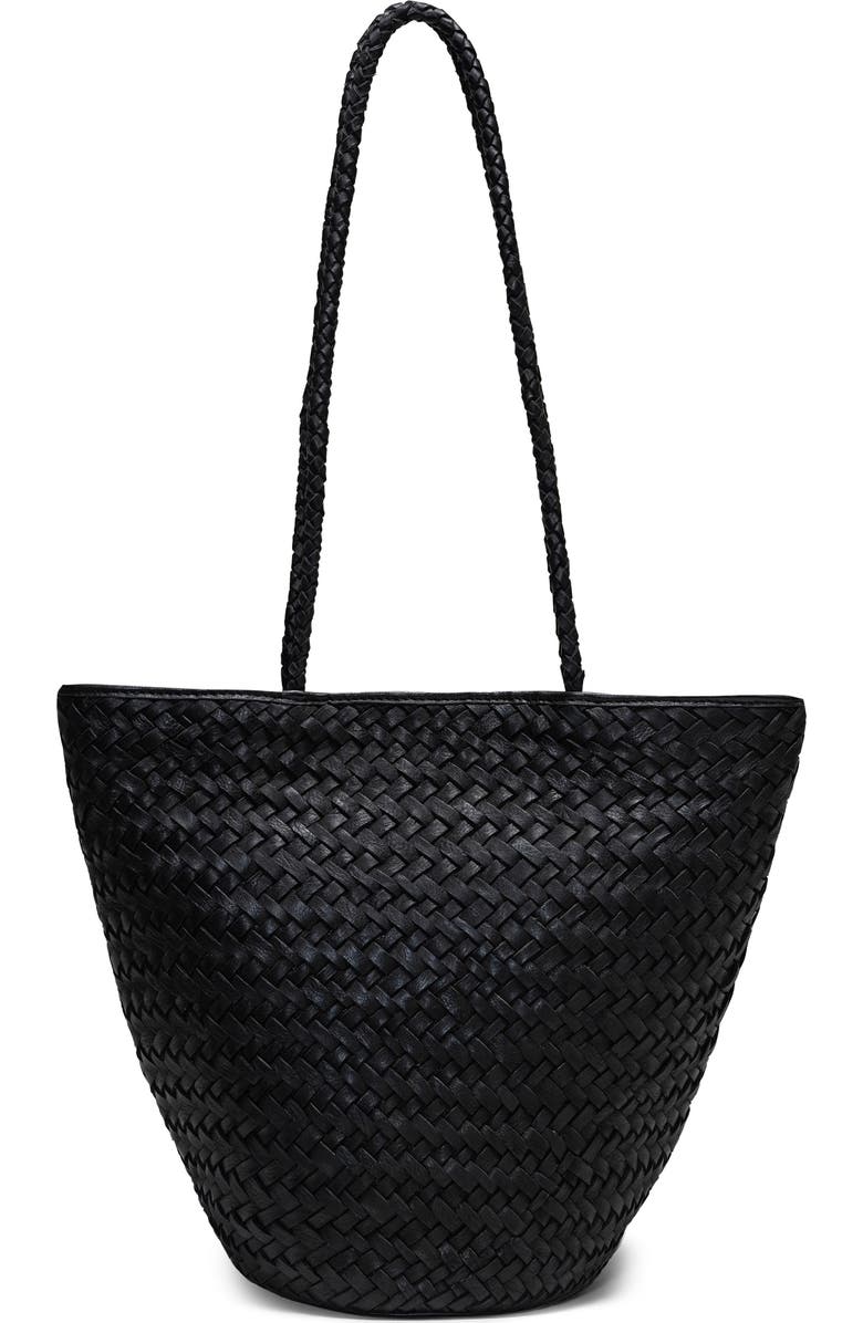 Écotorie Arlington Woven Leather Bucket Bag, Alternate, color, Black
