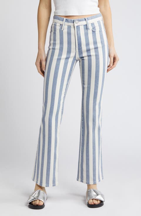 Le Easy Mid Rise Flare Jeans (Clear Blue Stripe)