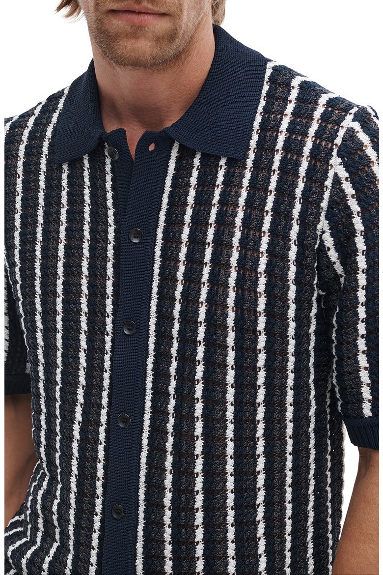 Dalton Texture Knit Short Sleeve Button-Up Shirt, Alternate, color, NAVY MULTI